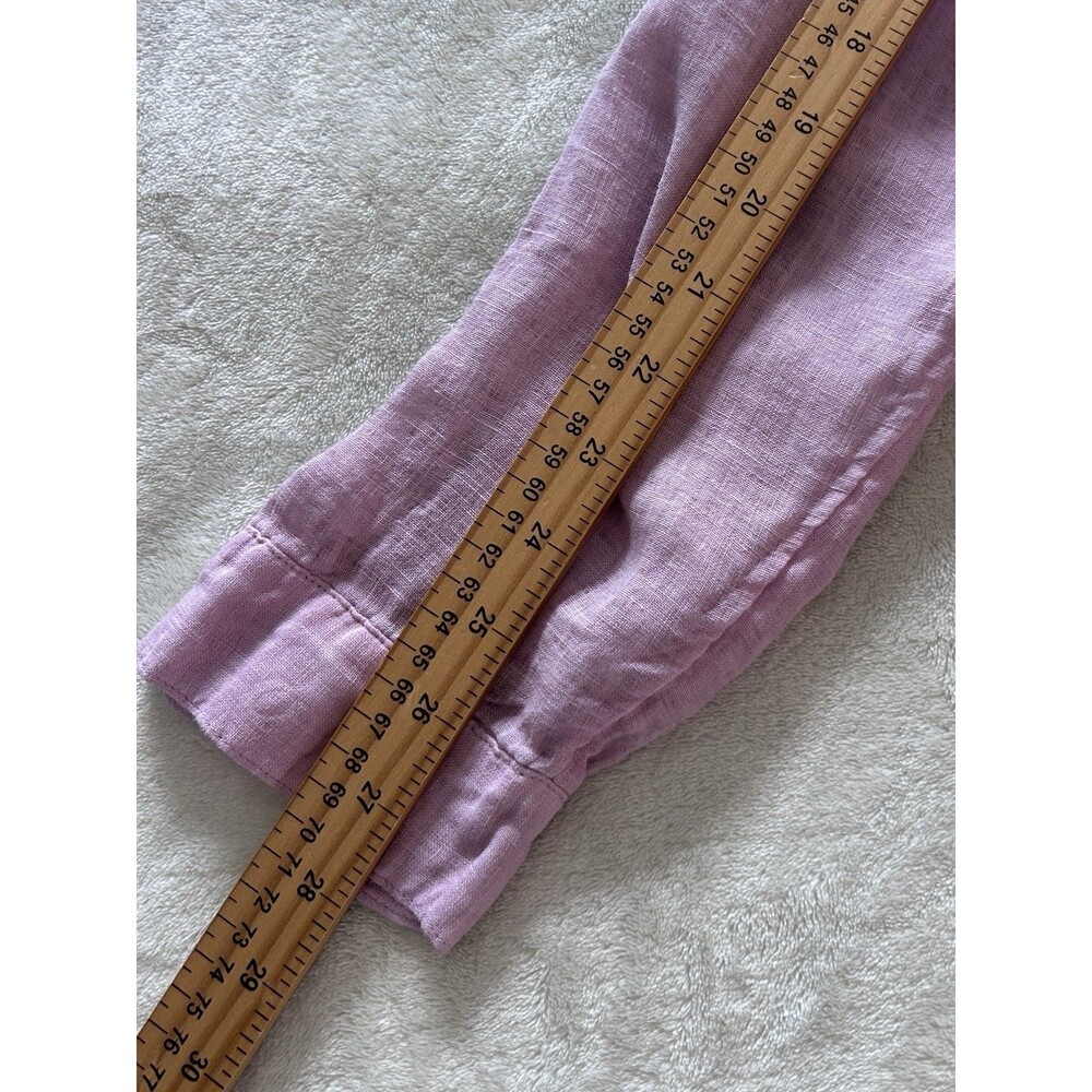 J. Jill Love Linen Shirt M Pink 100% Linen Button Front Tunic Casual Lightweight - Picture 12 of 14